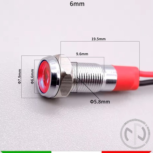 SPIA LED ROSSO ROSSA Da pannello 24V-220V AC/DC 6mm - Foto 2 di 4