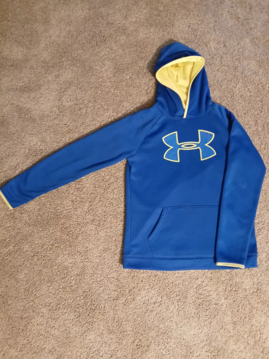 Under Armour Cold Gear Logo Hoodie Sweatshirt Youth XL Blue/Yellow