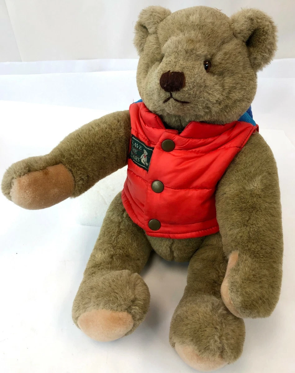 Vintage 1982 GUND Bialosky Bear Puff Save the Bears Vest Backpack