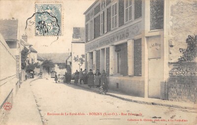 Old postcard 91 Boigny / Main Street / Tobacco Mennecier / Coffee / Billiards