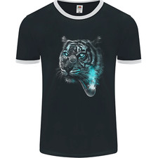 T-Shirt Ringer Pour Homme Tigre Pensif Drôle Fumeur Chat Sauvage FotL
