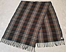 VINTAGE AUTHENTIC ULLA POPKEN PLAIDS CHECKS WOOL BLEND LONG MENS FRINGE SCARF