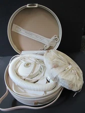 Vintage GE Hair Dryer with Travel Case Soft Bonnet Style 4 Settings Carry EUC