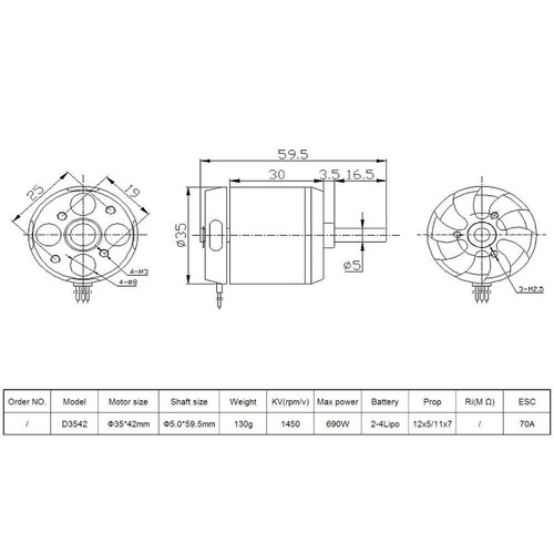 9imod 1450KV Brushless Outrunner Motor For Mini Multicopters RC Plane Aircraft - Picture 3 of 12