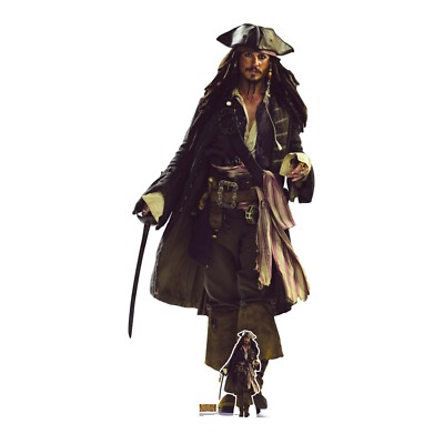 Captain Jack Sparrow Mit Cutlass Lebensgröße Karton Ausschnitt Gratis Mini Depp