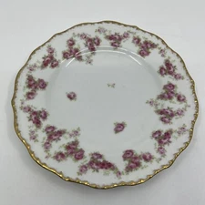 J.P.L  Limoges France 7.5” Plate Cabbage Roses Gold Trim