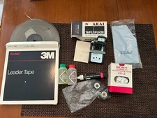 REEL TO REEL ACCESSORY PACKAGE AKAI, TEAC. SPLICER, PINCH ROLLERS, LEADER TAPE