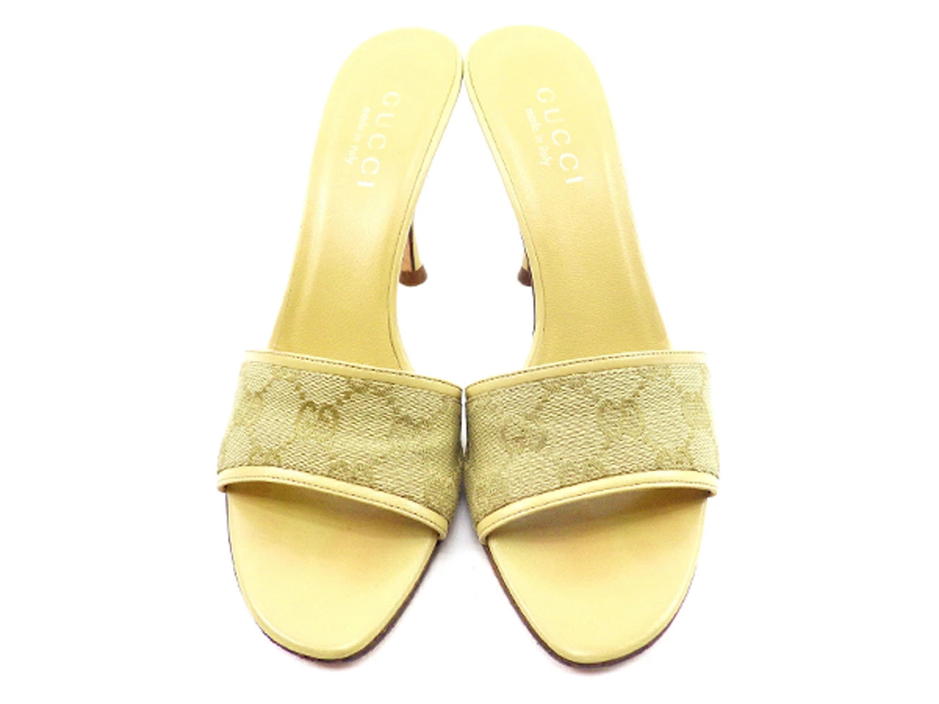 GUCCI Sandals Shoes Women's #36C Beige Canvas x Leather T4732 Brand High Brand V thumbnail 2