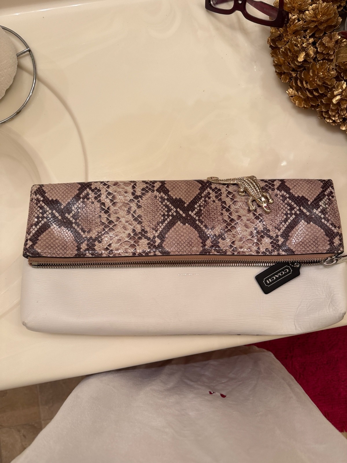 Coach The Clutchable Python Snake Embossed Leathe… - image 1