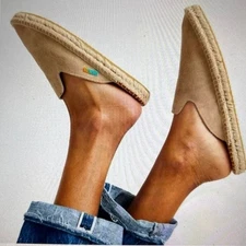 Ubuntu Life Handmade Suede Espadrille Mule Shoes Size 9.5