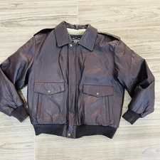 Vintage 1990’s Y2K Guide Gear Leather Bomber Jacket Men's Medium Faux Fur Lined