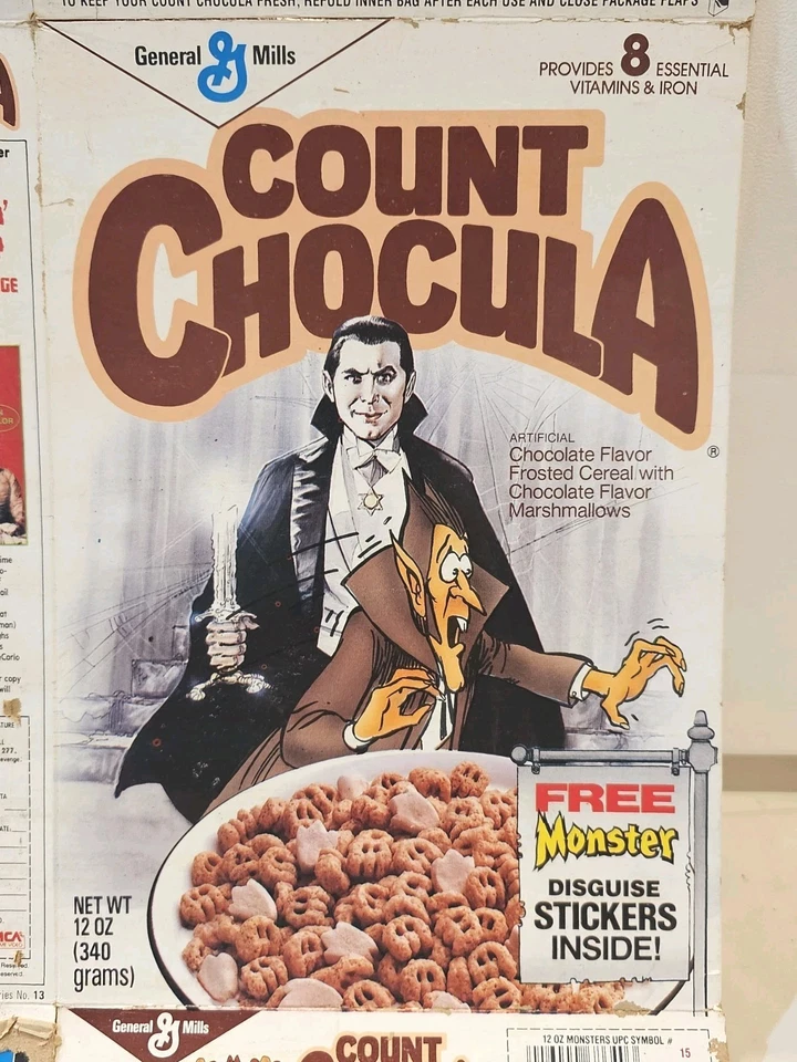 Caja de cereales ultra rara prohibida 1987 Count Chocula Bela Lugosi - estrella  Foto 3 de 4