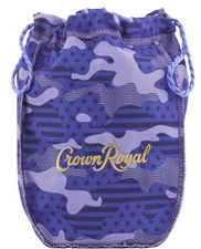 Crown Royal Bag Limited Edition Camo Purple w/ Drawstring American Flag Symbols