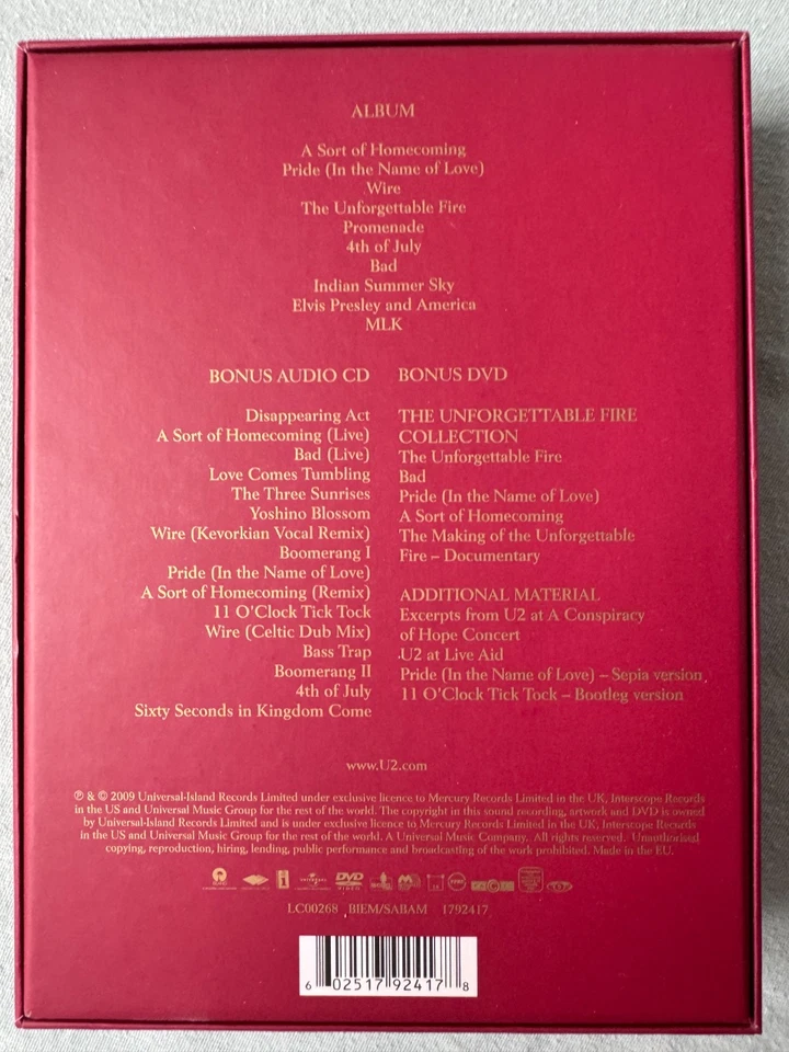 U2 – The Unforgettable Fire - BOX SET - LIMITED EDITION 2 CD + DVD + BOOK PRINTS - Bild 2 von 3
