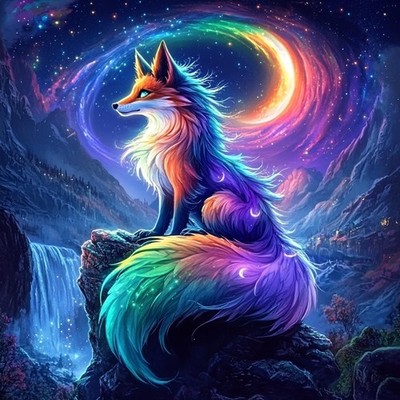Fox Diamond Art Kits for Adults,Colorful Animals Diamond Painting Kits,5D Full D