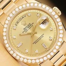Rolex da Uomo Day-Date Champagne Diamante Quadrante 1.6 KT Lunetta 18K Oro