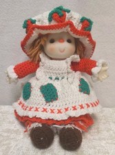 Vintage Strawberry Shortcake Handmade Doll Vinyl head  hands Dress Hat Crochet