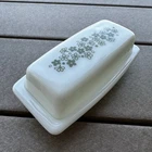 Vintage Pyrex Butter Dish 72-B Green Spring Blossom Crazy Daisy