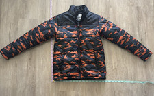 Magellan Outdoor Orange Dark Blue Black Camo Boys Puffer Jacket front zip Size M