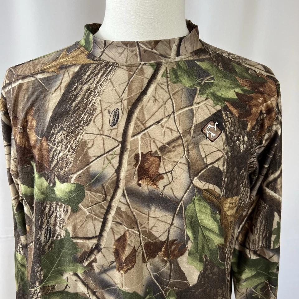 Ol Tom Technical Turkey Gear XL Shirt Realtree Hardwoods Men Mock Long Sleeve - Image 3 of 4