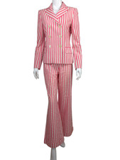 Vintage Moschino Cheap and Chic Pink Striped Pantsuit Blazer Set IT 42 US 8