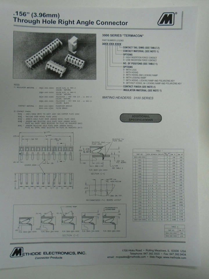 METHODE through hole right angle connector 8 pin 3000 series 3000-108-2103 - Image 4 of 4