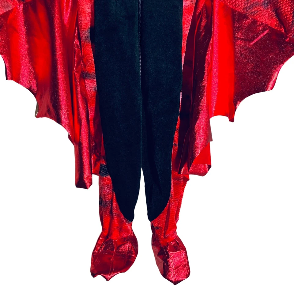 Disfraz Monstruo Volador Lagarto Niño 3T Body Capucha Negro Rojo Iluminado Foto 3 de 4