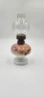 Antique Nellie Bly Oil Lamp Milk Glass Handpainted 8.5 Tall X 3.5 Wide