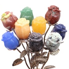 Natural Stone Rose Flowers Healing Crystal Crafts Home Decor Wedding Guest Gifts