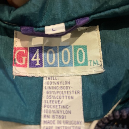 Vintage G4000 Women’s Jacket White Purple Teal Size Large Shoulderpads - Picture 5 of 9