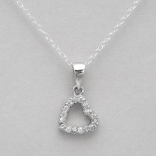 Lovely Little Heart Necklace With 0.50ctw Cubic zirconia in 925 Sterling silver