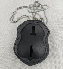 Perfect Fit BLACK US American BADGE LEATHER HOLDER Neck BELT clip AND CHAIN