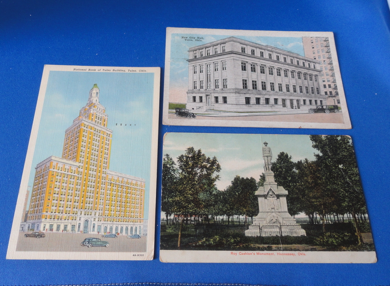 (3) Antique Post Card(s) OK National Bank of Tulsa, City Hall, Roy
