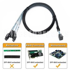 Mini SAS SFF-8643 to 4 SATA Forward Breakout SAS Raid Controller SATA HDD Cable