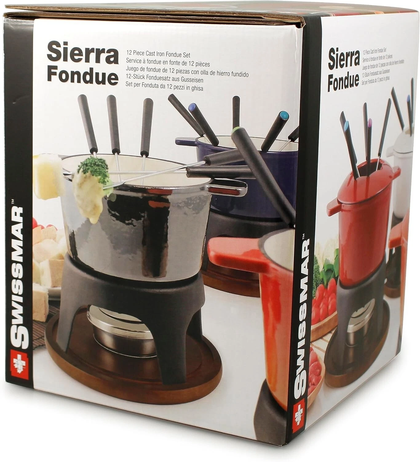 Swissmar Sierra 11 Piece Cast Iron Fondue Set, Metallic Black - New
