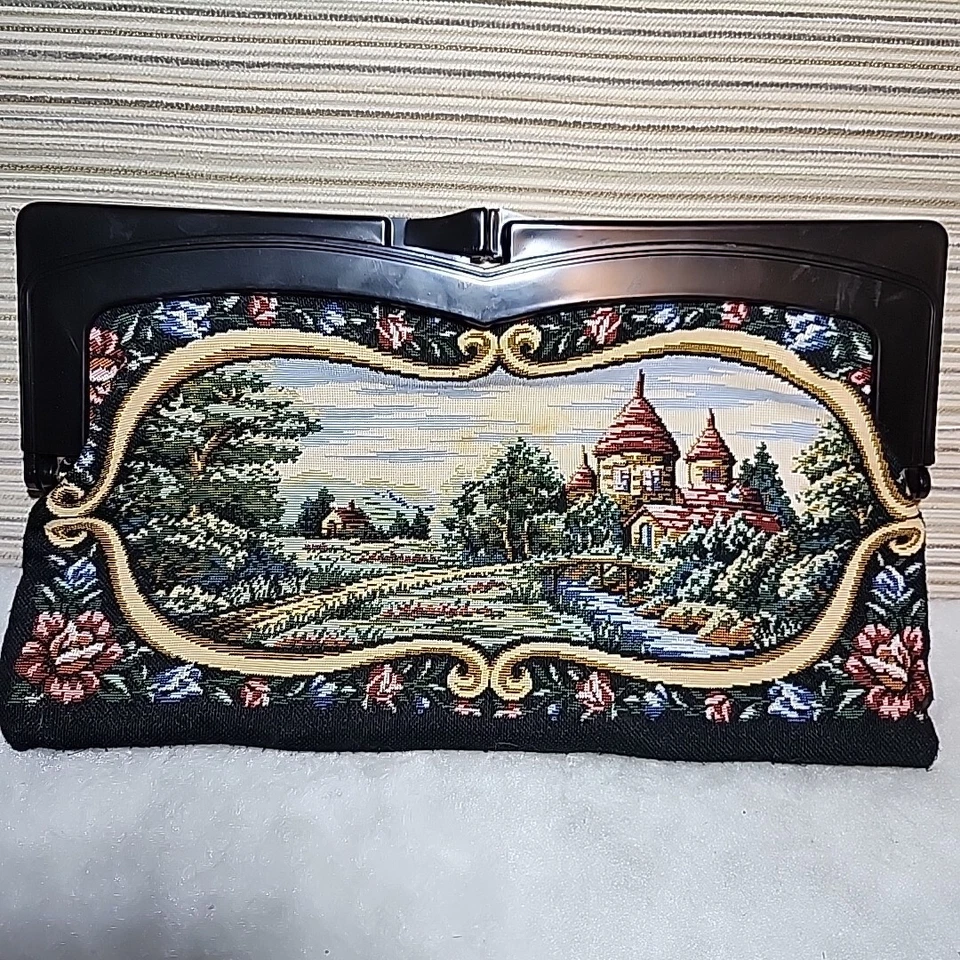 Bolso sin asas tapiz vintage bolso Hong Kong 12x7 marco de plástico con lados dobles Foto 4 de 4