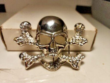 Skull Crossbones Rhinestone Enc Belt Buckle Pirate Skull 4 " JB5A