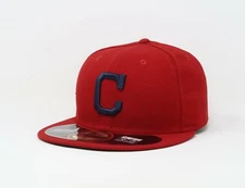 New Era 59Fifty Men Women Cap Cleveland Indians "C" Red On Field 2013 Fitted Hat
