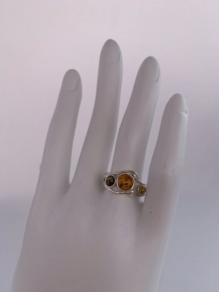Anillo multi ámbar de plata de ley talla 7 A.476 Foto 4 de 4