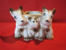 Vintage Terrier Dog Bulldog porcelain dog figurine pincushion toothpick holder