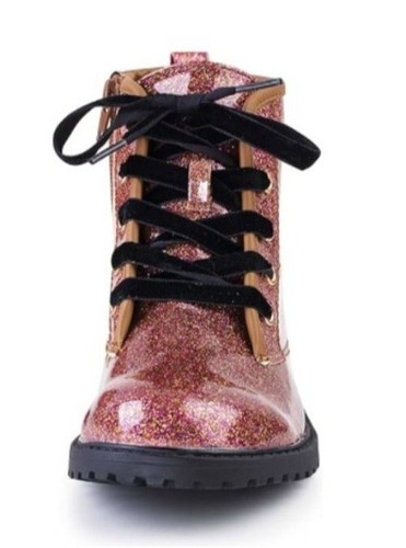 FITORY Kinder Mädchen braun Gypsophila Glitzer seitlicher Reißverschluss Schnürstiefeletten US-12 - Bild 4 von 12