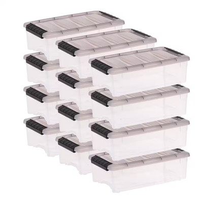 5 Qt./1.25 Gal. Stack and Pull Plastic Storage Boxes with Latching Lids, Clear (