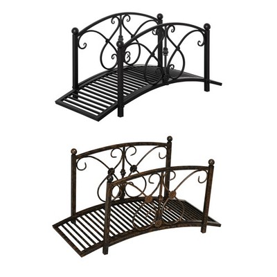 Outsunny 3.3' Metal Garden Bridge with Railings, Outdoor Décor for Stream, Pond