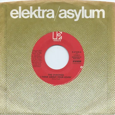 The Osmonds I Think About Your Lovin Vinyl Single 7inch NEAR MINT Elektra