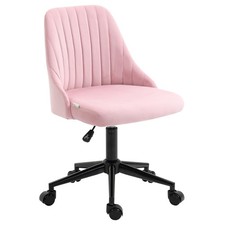 Pink Velvet-Feel Armless Office Chair – Comfortable Ergonomic Desk Chair