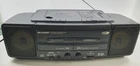 Sharp WQ-CD55E Portable Stereo Radio Duel Cassette CD Tape Player Works READ
