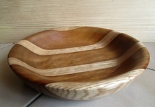 Holz Deko Schale gedrechselt aus Segmenten von  Kambala (Iroko) und Eiche