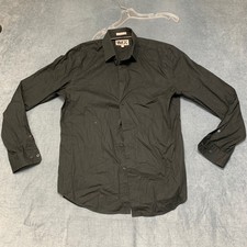 Express 1MX Dress Shirt Mens M 15-15.5 Black Long Sleeve Fitted Formal Business