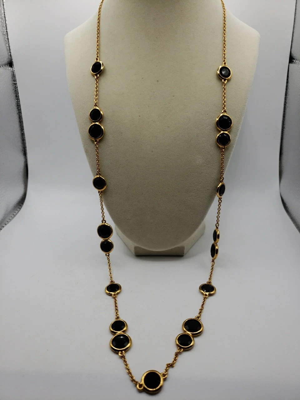 Collana Kate Spade tono oro con strass cristallo nero stazioni bracciale