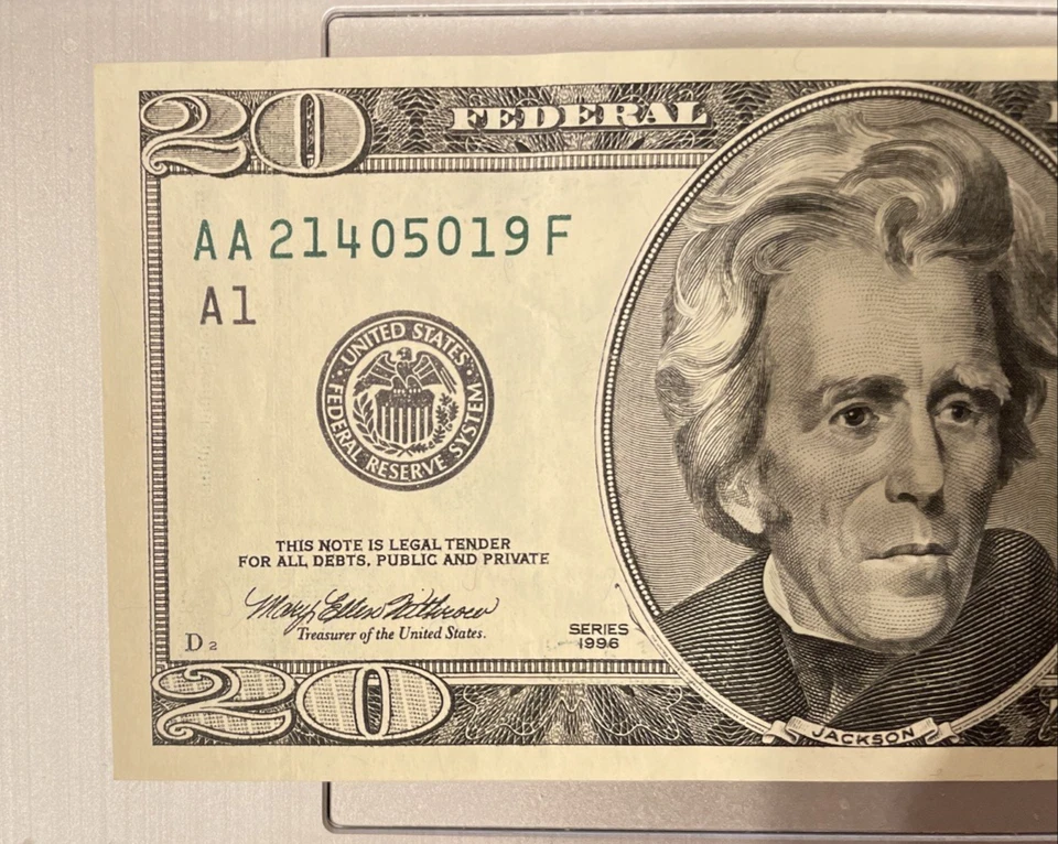 UNC 1996 US $20 Twenty Dollar Bill 'Monochrome' Note (Boston Fed Reserve) - Image 3 of 4
